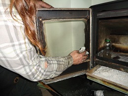 Cleaning wood burner glass finished