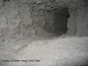 View up a filthy chimney