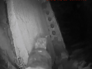 showing a bodged repair of flue wall
