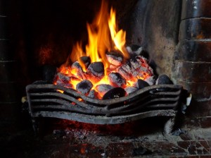 Fire is glowing and well established