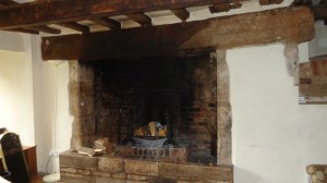 inglenook fire place with staining above